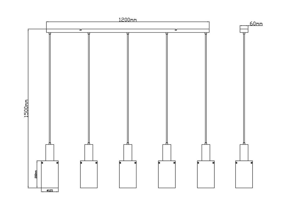 ZÁVĚSNÉ SVÍTIDLO, 120/12,5/150 cm  - černá, Design, kov/plast (120/12,5/150cm) - Novel