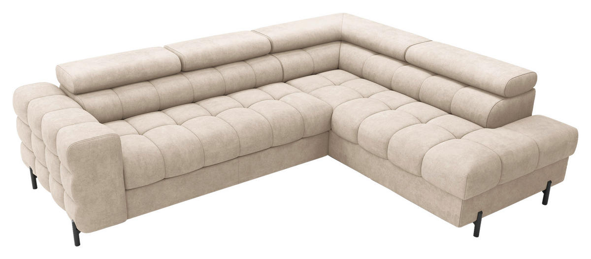 ECKSOFA FERUCCE in Chenille Beige  276/200 cm  - Beige/Schwarz, Design, Textil/Metall (276/200cm) - MID.YOU