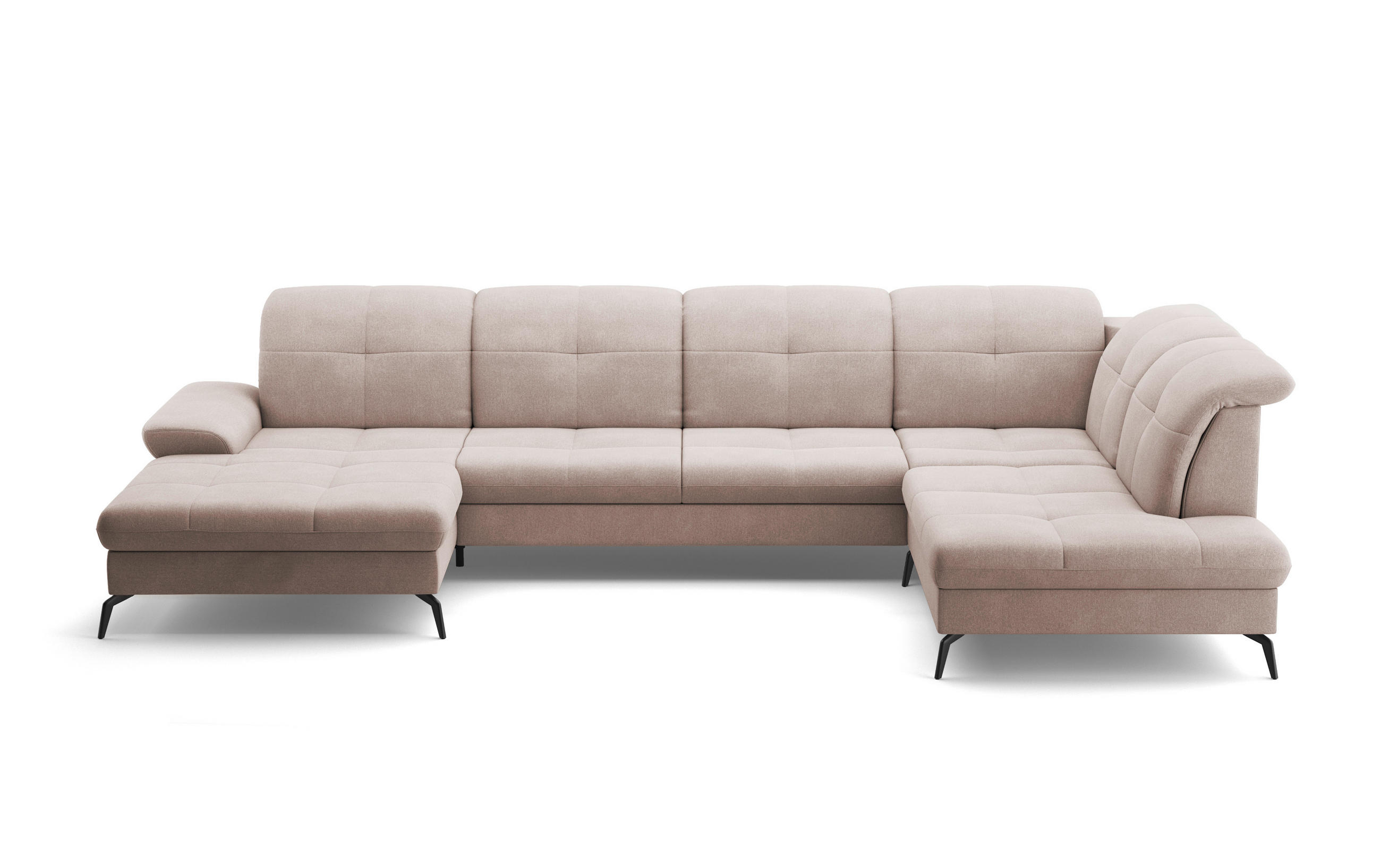 WOHNLANDSCHAFT Greige Flachgewebe  - Greige/Schwarz, KONVENTIONELL, Textil/Metall (185/357/231cm) - Sit & More