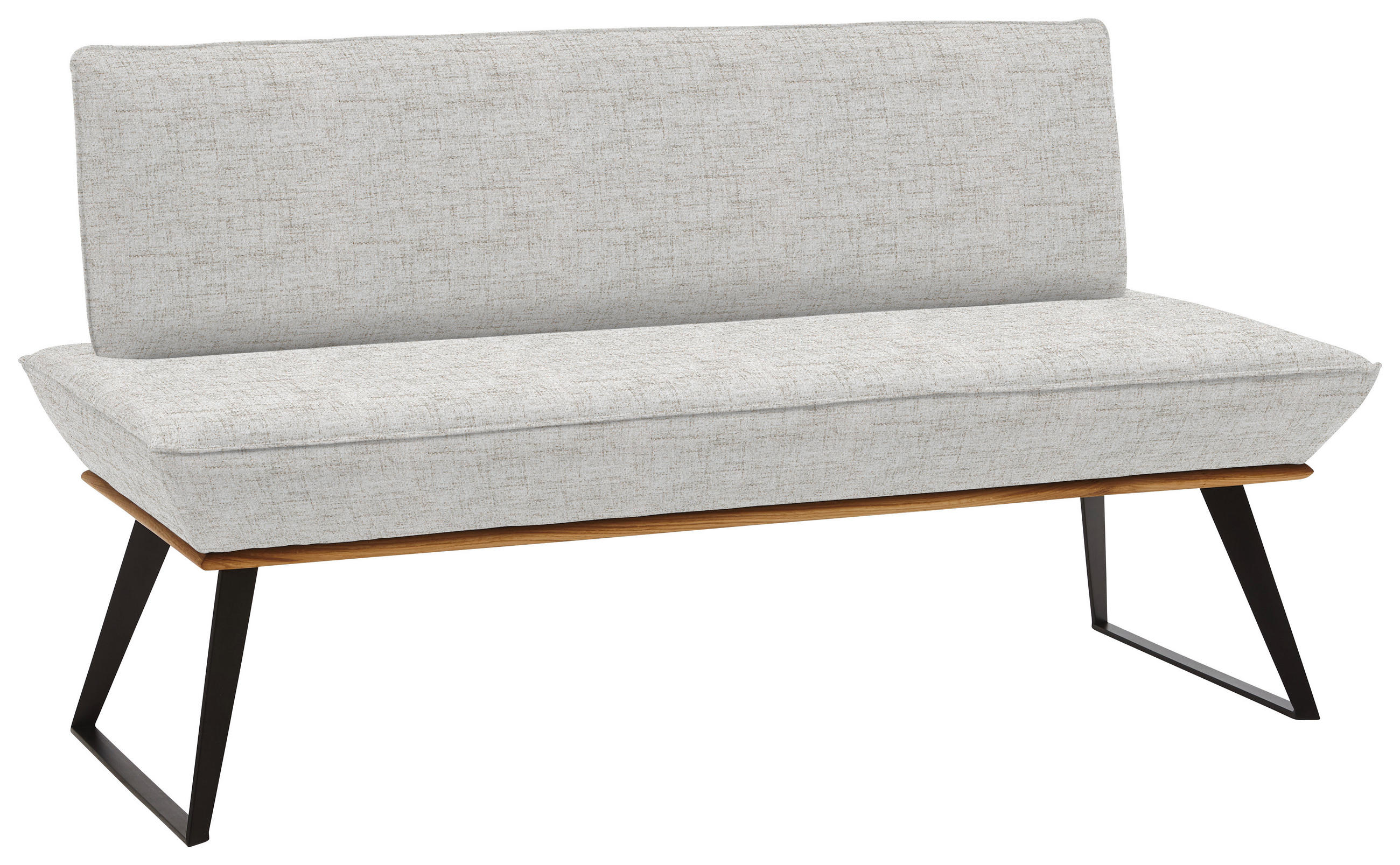 SITZBANK 160/87/64 cm Webstoff Schwarz, Eichefarben, Beige Eiche massiv Metall  - Eichefarben/Beige, Design, Holz/Textil (160/87/64cm) - Voleo