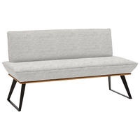SITZBANK 160/87/64 cm Webstoff Schwarz, Eichefarben, Beige Eiche massiv Metall  - Eichefarben/Beige, Design, Holz/Textil (160/87/64cm) - Voleo