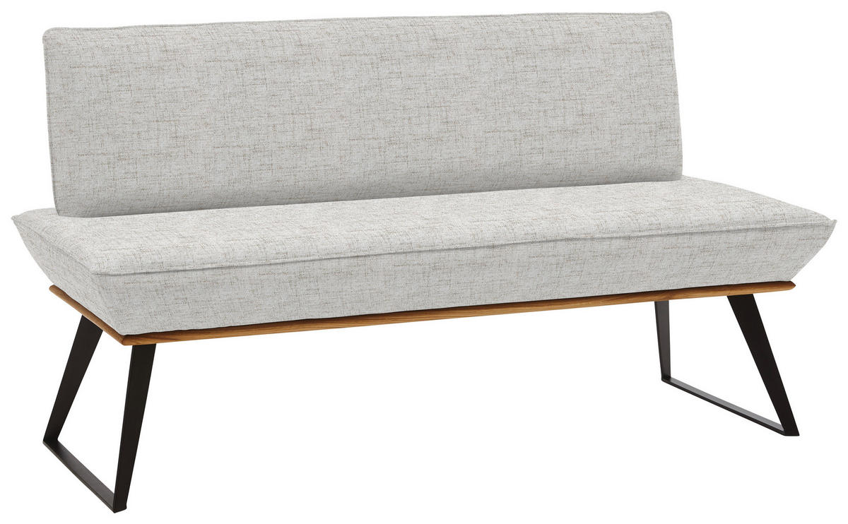 SITZBANK 160/87/64 cm Webstoff Schwarz, Eichefarben, Beige Eiche massiv Metall  - Eichefarben/Beige, Design, Holz/Textil (160/87/64cm) - Voleo