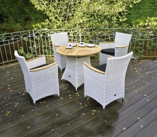 GARTENTISCH Holz, Metall, Kunststoff rund  - Alufarben/Weiß, Design, Holz/Kunststoff (100/75cm) - Zebra 