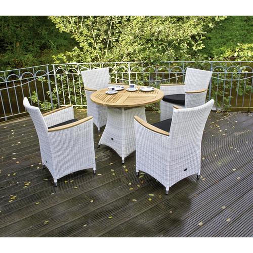 Thumbnail - Zebra  Gartentisch Loomus, Alu, Teak, Weiß, Holz, Metall, Kunststoff, Teakholz, massiv, Hartholz, rund, rund, 75 cm, Gar...