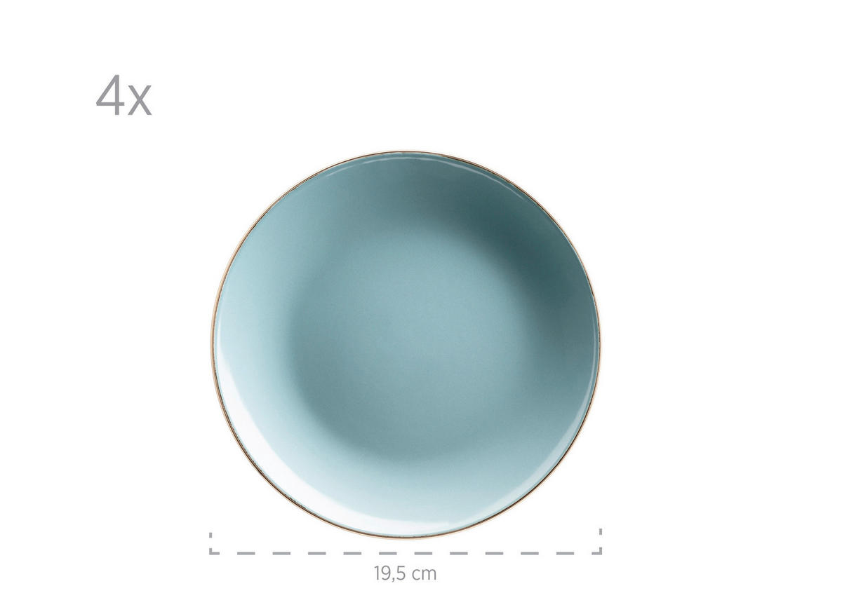 KOMBISERVICE Blau Metallic Rim 16-teilig 4 Personen  - Blau, Basics, Keramik (34/31,5/32cm) - Mäser