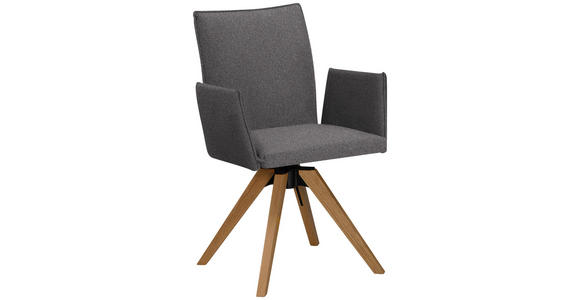 ARMLEHNSTUHL  Stoffauswahl, Typenauswahl, Sitzfläche 360° drehbar, automatische Rückholfunktion Samt  - Eichefarben/Grau, KONVENTIONELL, Holz/Textil (64/91/61cm) - Moderano