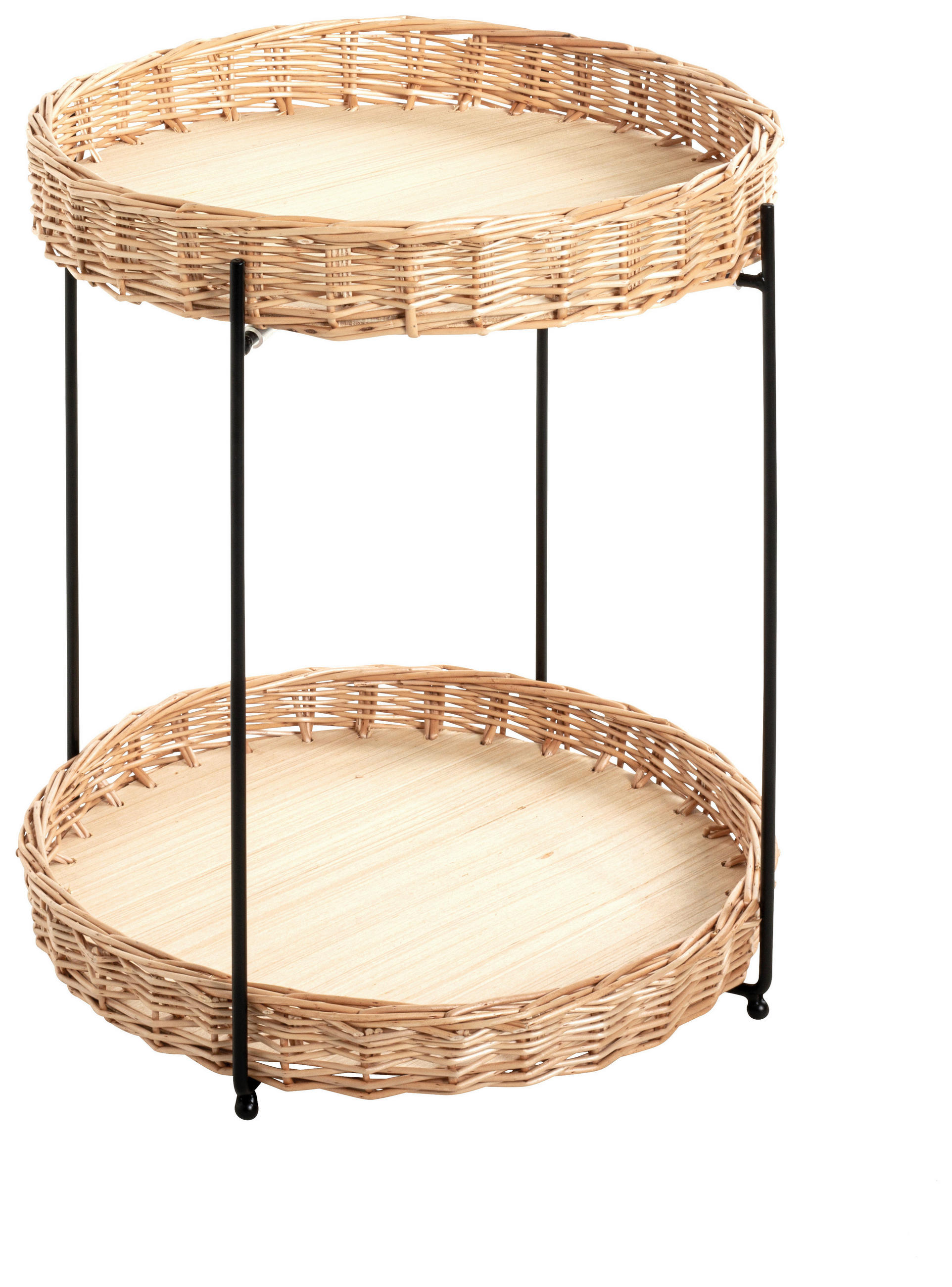 BEISTELLTISCH 42/42/54 cm Weide Naturfarben, Schwarz rund  - Schwarz/Naturfarben, Basics, Holz/Metall (42/42/54cm)