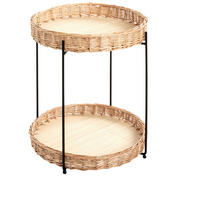 BEISTELLTISCH 42/42/54 cm Weide Naturfarben, Schwarz rund  - Schwarz/Naturfarben, Basics, Holz/Metall (42/42/54cm)