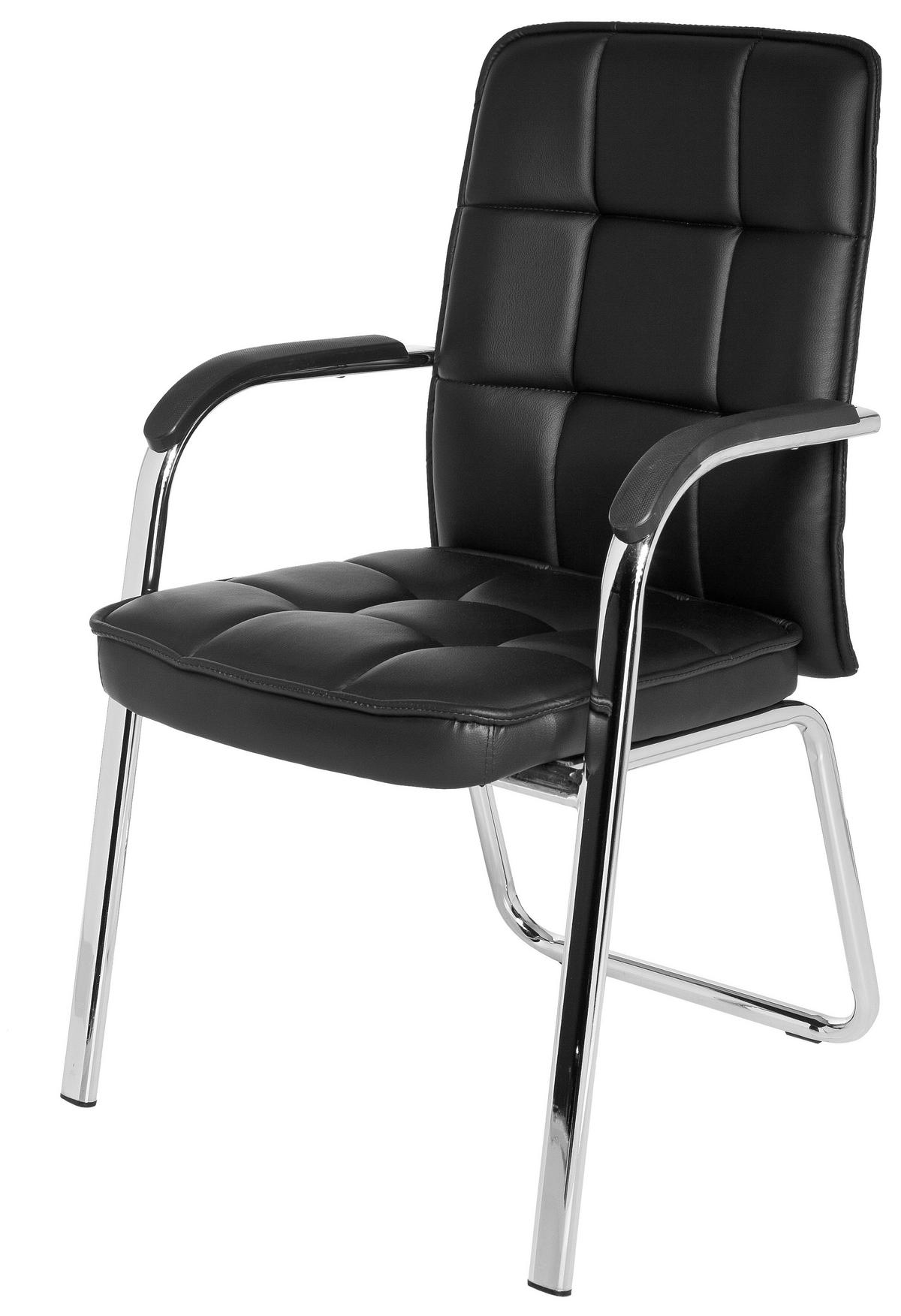 BESUCHERSTUHL  in Lederlook Schwarz  - Chromfarben/Schwarz, MODERN, Kunststoff/Textil (54/93/44cm) - MID.YOU