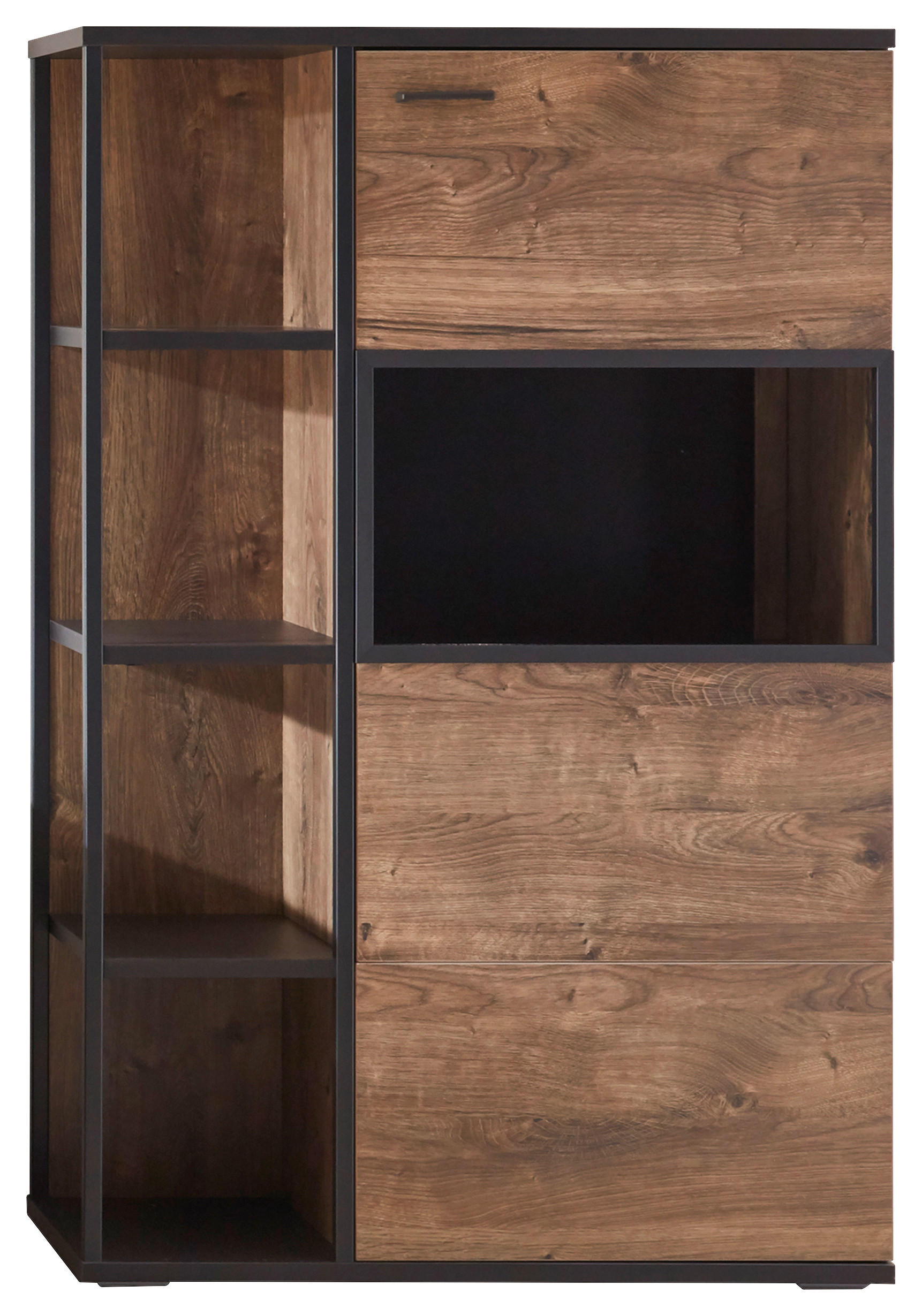 HIGHBOARD Bastian  in 90/140/37 cm  - Eichefarben/Dunkelgrau, KONVENTIONELL, Glas/Holzwerkstoff (90/140/37cm) - Cantus
