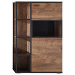 HIGHBOARD Bastian Bastian Schwarz, Eichefarben, Dunkelgrau  90/140/37 cm  - Eichefarben/Dunkelgrau, KONVENTIONELL, Glas/Holzwerkstoff (90/140/37cm) - Cantus