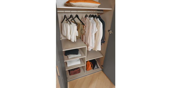 DREHTÜRENSCHRANK in Graphitfarben - Graphitfarben, Trend, Glas/Holzwerkstoff (301/223/60cm) - Novel