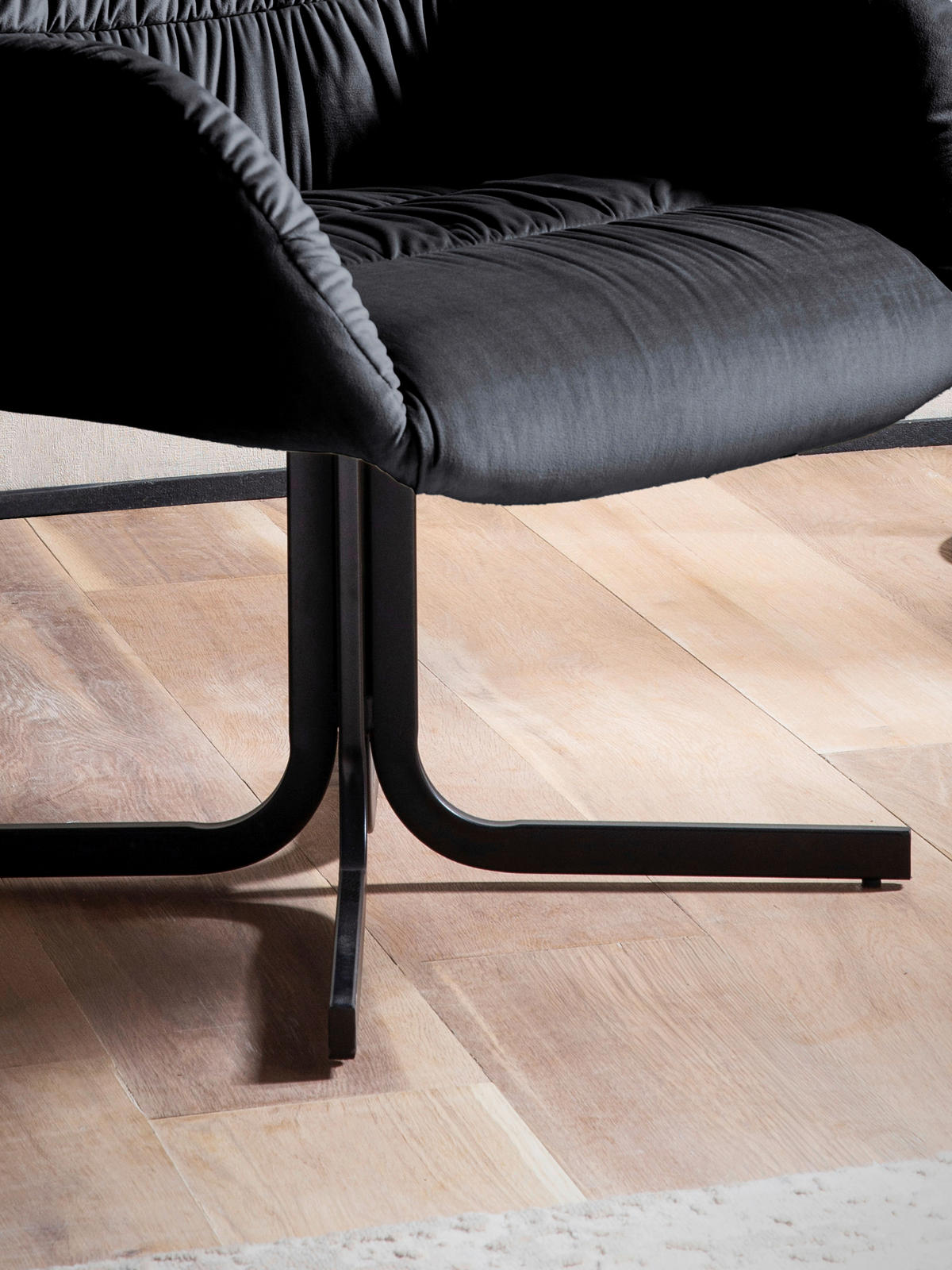 SESSEL in Samt Schwarz  - Schwarz, Design, Textil/Metall (64/74/68cm) - Livetastic