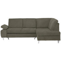 ECKSOFA in Flachgewebe Braun  - Silberfarben/Braun, Konventionell, Holz/Textil (255/186cm) - Cantus