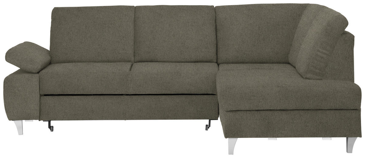 ECKSOFA in Flachgewebe Braun  - Silberfarben/Braun, Konventionell, Holz/Textil (255/186cm) - Cantus