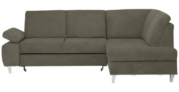 ECKSOFA in Flachgewebe Braun  - Silberfarben/Braun, KONVENTIONELL, Holz/Textil (255/186cm) - Cantus