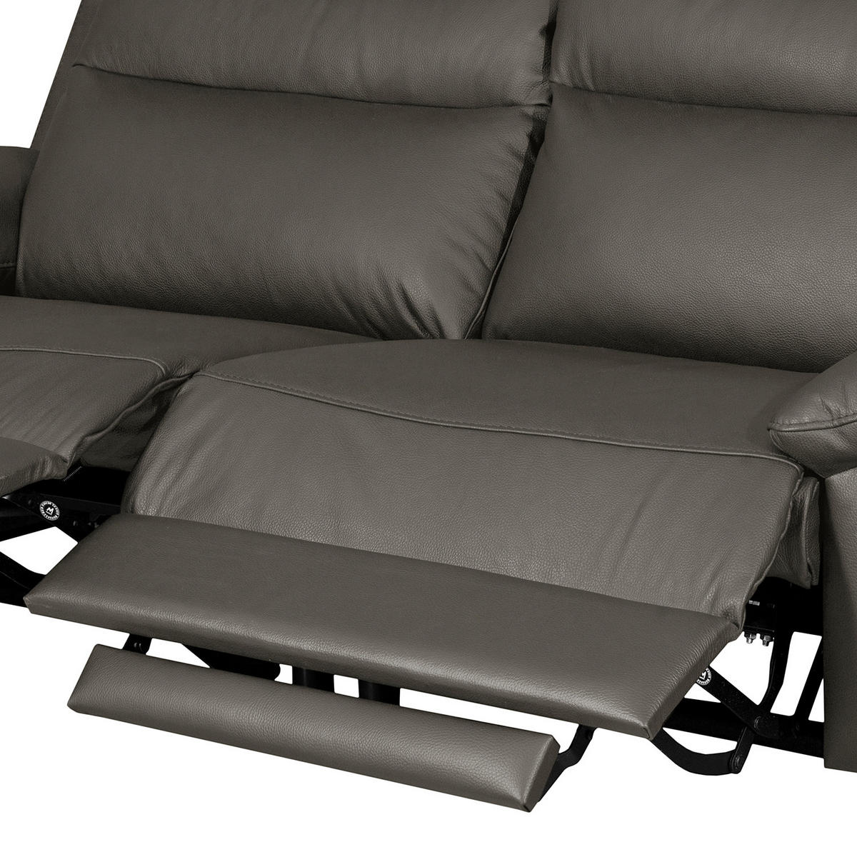 2,5-SITZER 216/95/96 cm PERLE in Echtleder Anthrazit   - Chromfarben/Anthrazit, Design, Leder/Metall (216/95/96cm) - Livetastic