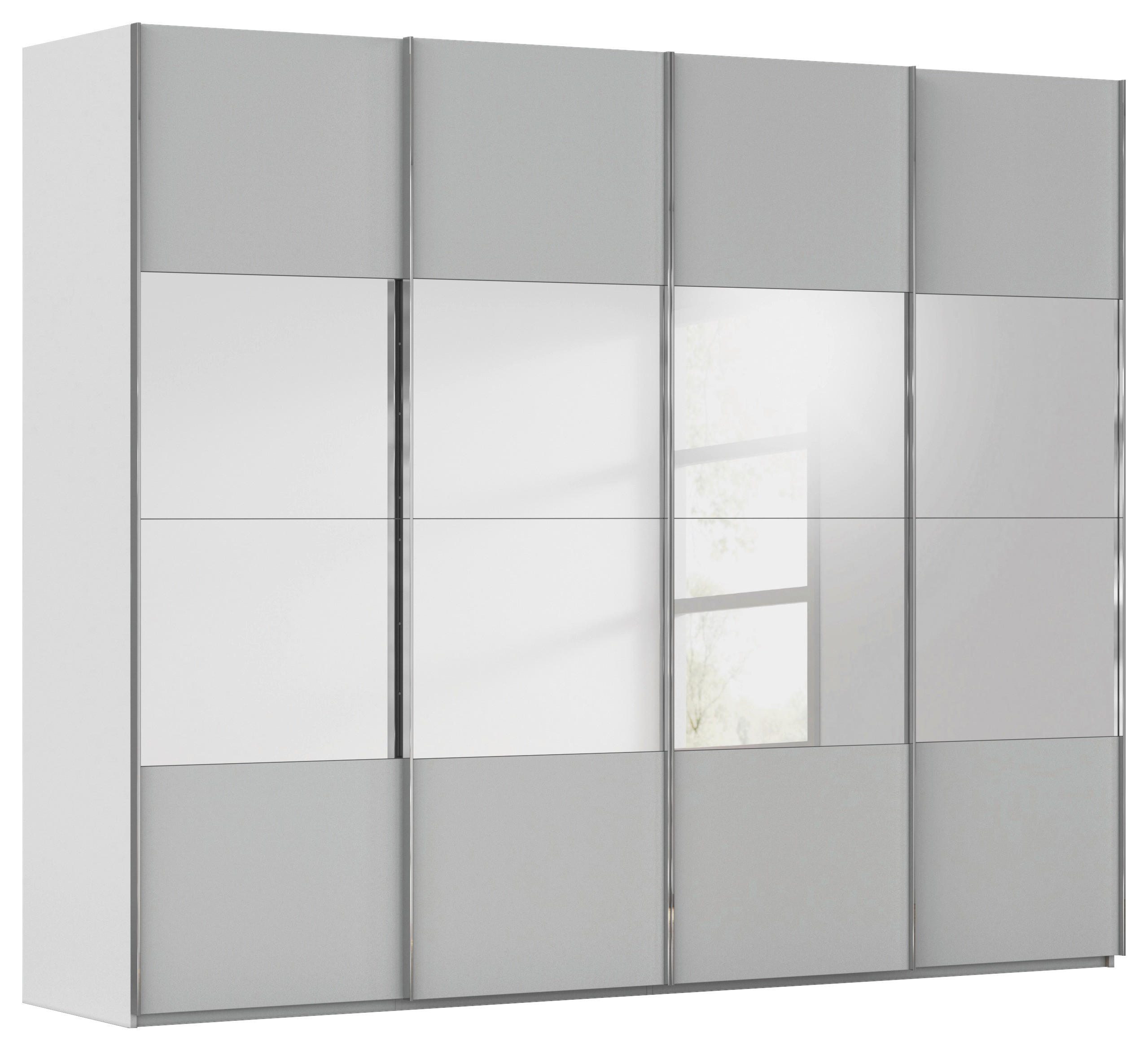 SCHWEBETÜRENSCHRANK 271/223/68 cm 4-türig Grau  - Chromfarben/Grau, Design, Holzwerkstoff/Metall (271/223/68cm) - Novel