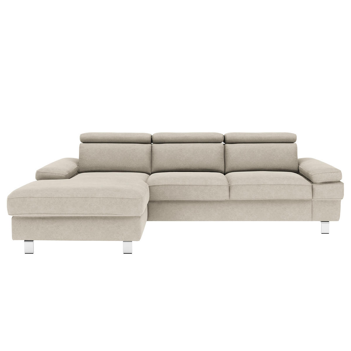 ECKSOFA in Mikrofaser Silberfarben  - Silberfarben, Konventionell, Textil/Metall (259/82/182cm) - Trendmanufaktur