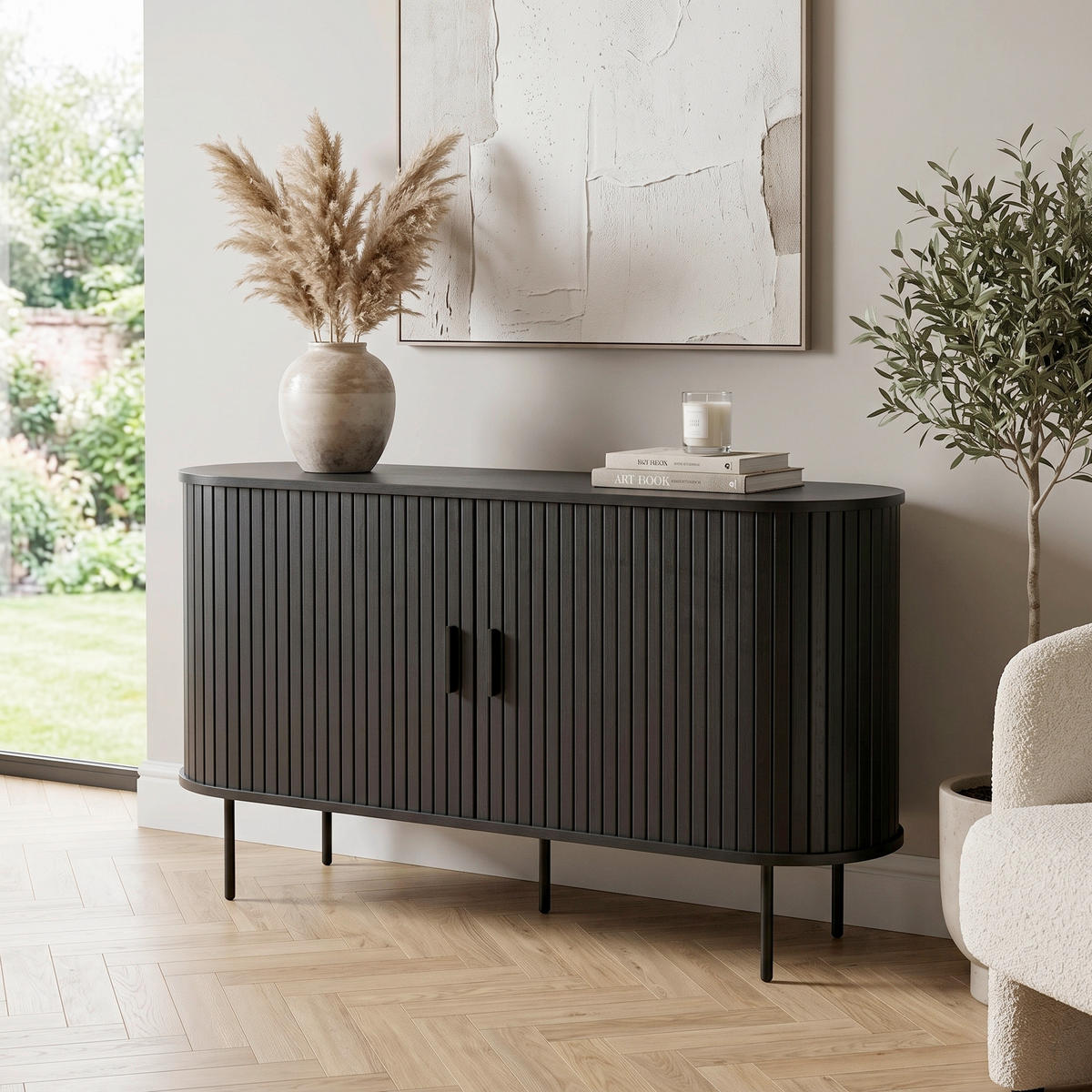 SIDEBOARD  140/76/40 cm  - Schwarz, Design, Holzwerkstoff/Metall (140/76/40cm) - Livetastic