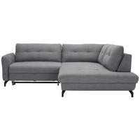 ECKSOFA Dunkelgrau Flachgewebe, Leinenoptik  - Dunkelgrau/Schwarz, MODERN, Textil/Metall (247/208cm) - Xora