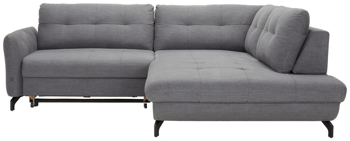 ECKSOFA Dunkelgrau Flachgewebe, Leinenoptik  - Dunkelgrau/Schwarz, MODERN, Textil/Metall (247/208cm) - Xora