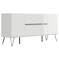 SIDEBOARD Posseik Industrial  in 155/75,8/42 cm  - Weiß Hochglanz/Schwarz, Design, Holzwerkstoff/Metall (155/75,8/42cm) - P & B