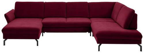 WOHNLANDSCHAFT in Velours Rot, Beere  - Beere/Rot, Design, Textil/Metall (179/335/220cm) - Beldomo System