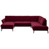 WOHNLANDSCHAFT in Velours Rot, Beere  - Beere/Rot, Design, Textil/Metall (179/335/220cm) - Beldomo System