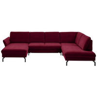 WOHNLANDSCHAFT in Velours Rot, Beere  - Beere/Rot, Design, Textil/Metall (179/335/220cm) - Beldomo System