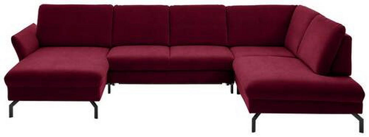 WOHNLANDSCHAFT in Velours Rot, Beere  - Beere/Rot, Design, Textil/Metall (179/335/220cm) - Beldomo System