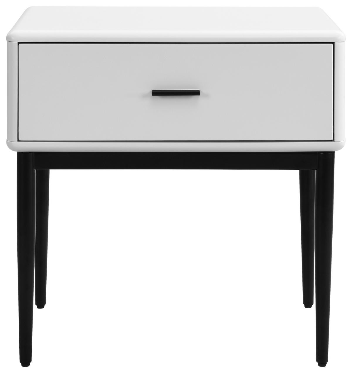 NACHTSCHRANK 54/55/40 cm  - Schwarz/Weiß, MODERN, Holzwerkstoff/Metall (54/55/40cm) - Livetastic