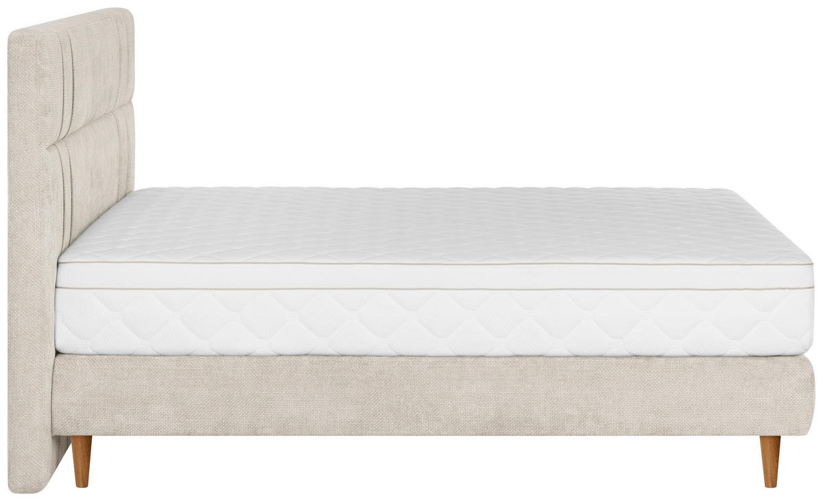 BOXSPRINGBETT 160/200 cm  in Beige  - Eichefarben/Beige, MODERN, Holz/Textil (160/200cm) - Welnova