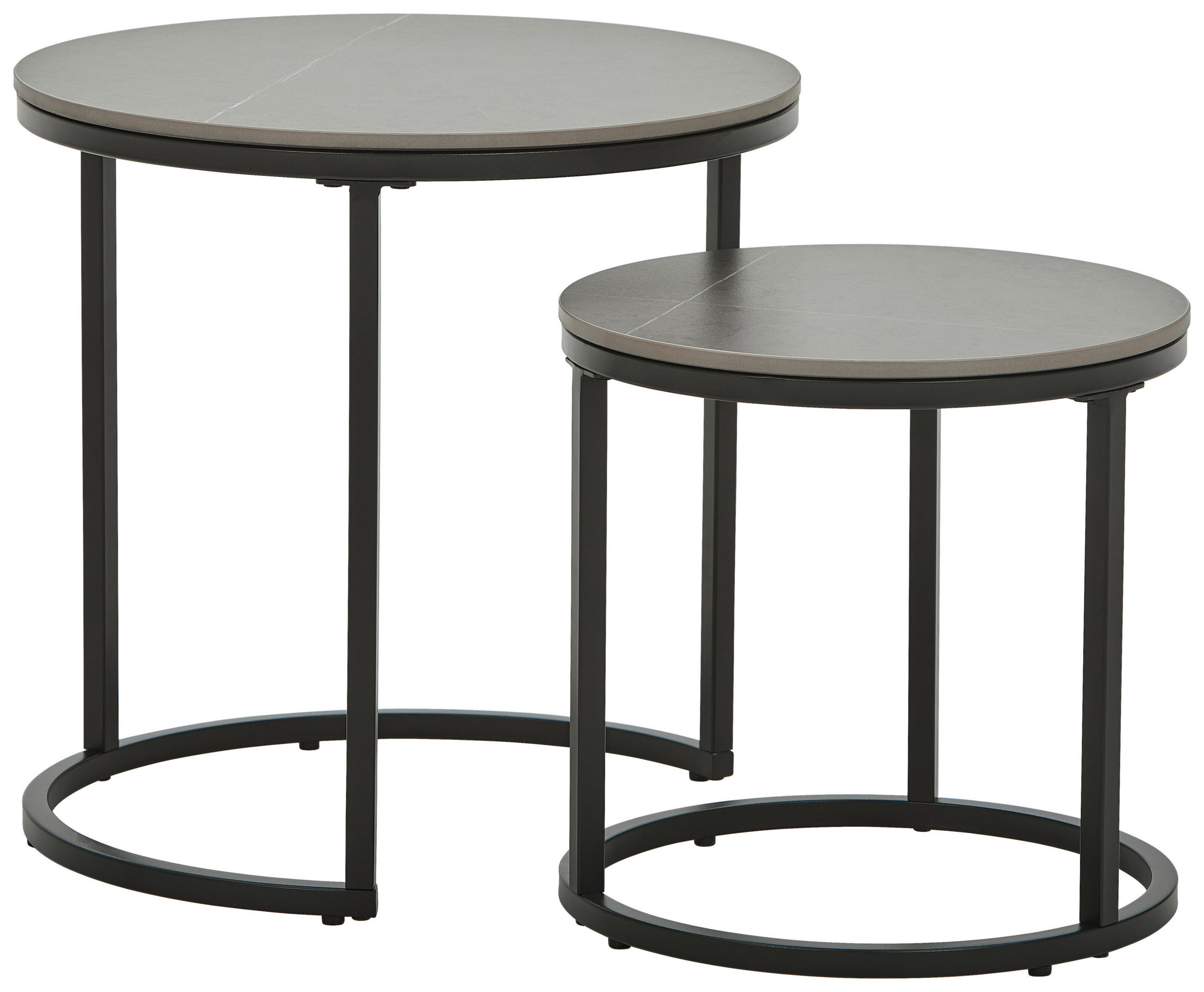 BEISTELLTISCHSET rund Grau, Schwarz  - Schwarz/Grau, Trend, Keramik/Metall (45/35/45/35/45/35cm) - Novel