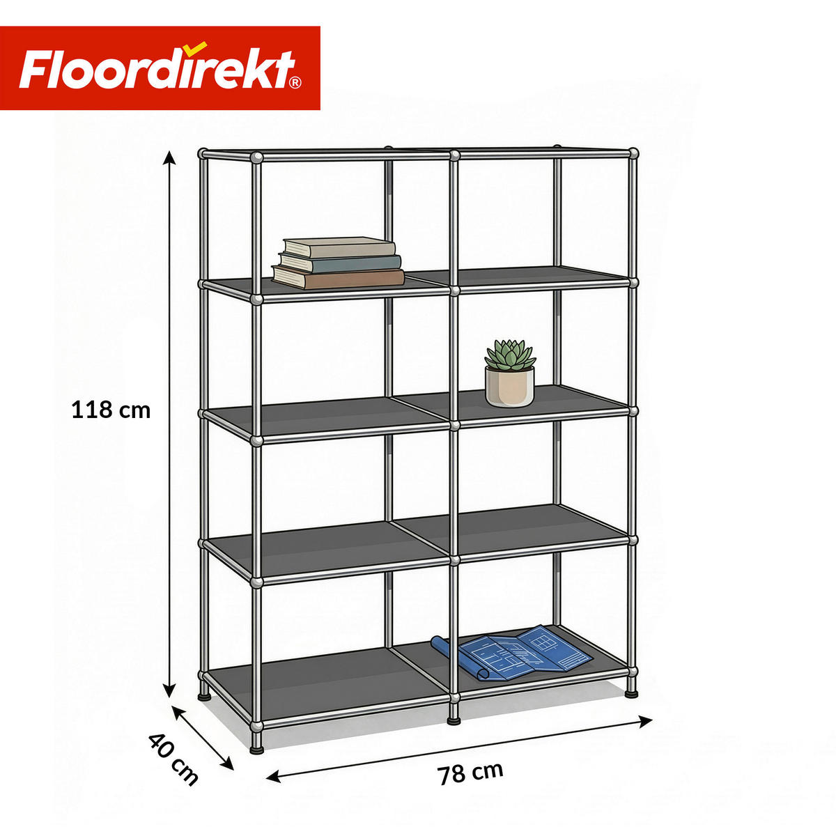 STANDREGAL Grau  - Grau, Basics, Metall (78/118/40cm) - Floordirekt