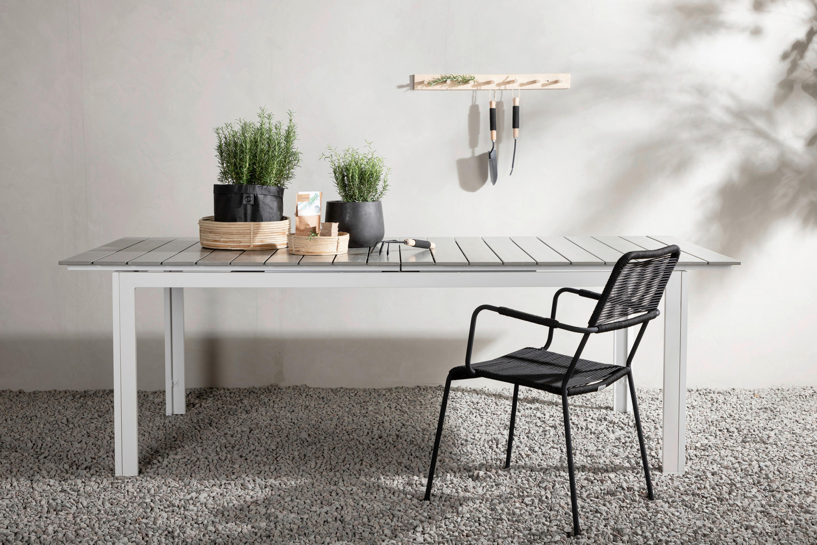 UTEBORD metall rektangulär  - vit/grå, Klassisk, metall (229/100/75cm) - Gardenson
