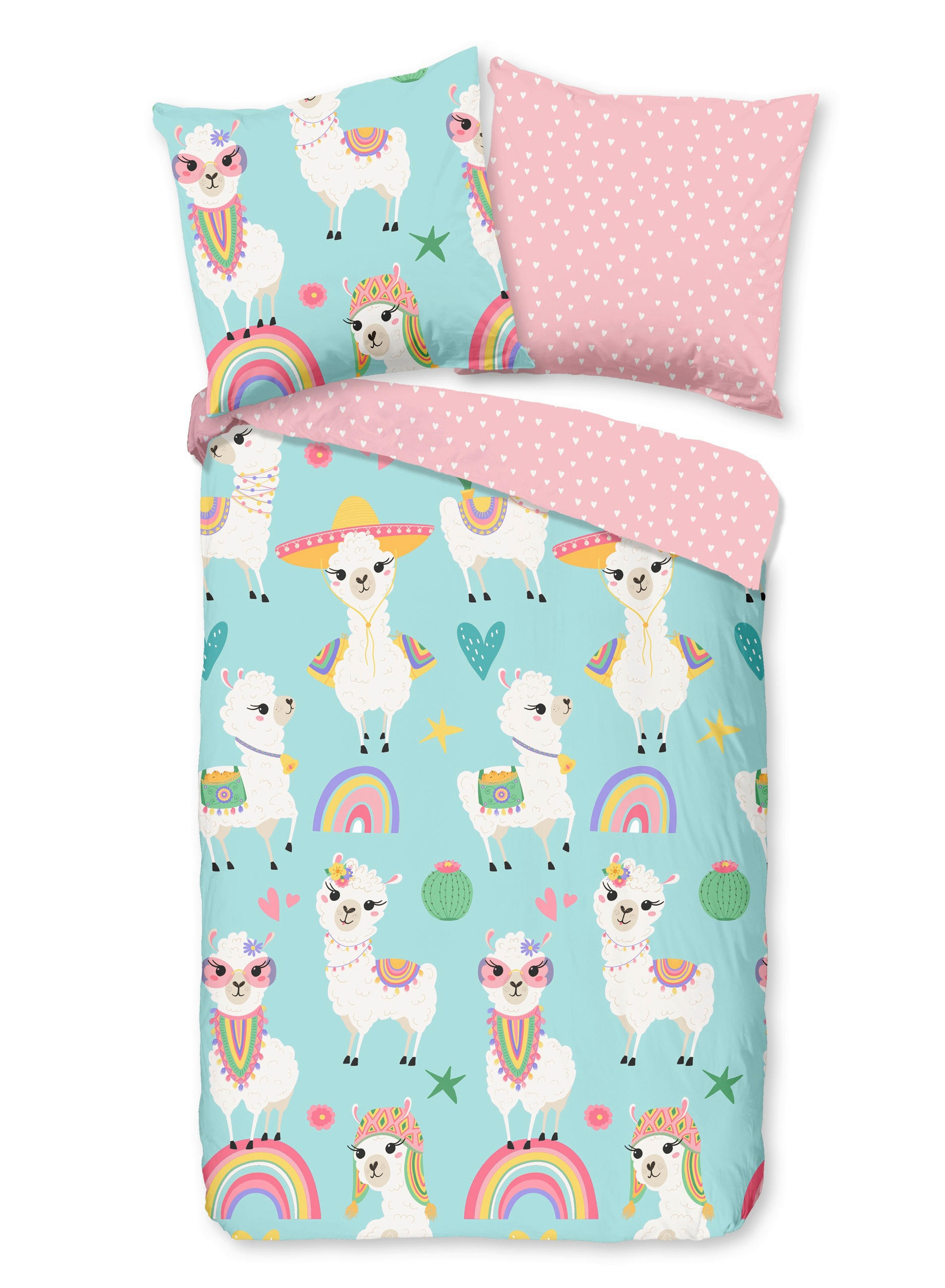 JUGENDBETTWÄSCHE Lamalife Renforcé 135/200 cm  - Multicolor, Design, Textil (135/200cm)