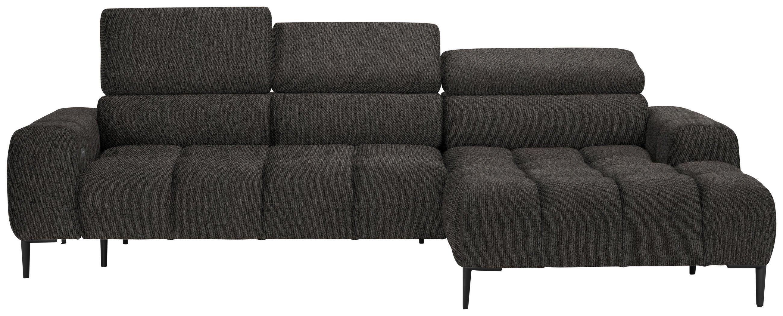ECKSOFA in Webstoff Graubraun  - Graubraun/Schwarz, Design, Textil/Metall (270/177cm) - Welnova