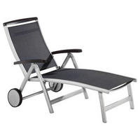 GARTENLIEGE 78/101/193 cm  - Graphitfarben/Grau, Basics, Textil/Metall (78/101/193cm) - Sieger