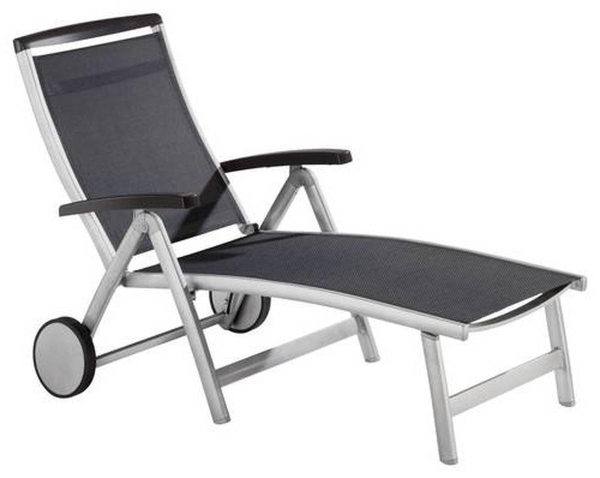 GARTENLIEGE 78/101/193 cm  - Graphitfarben/Grau, Basics, Textil/Metall (78/101/193cm) - Sieger