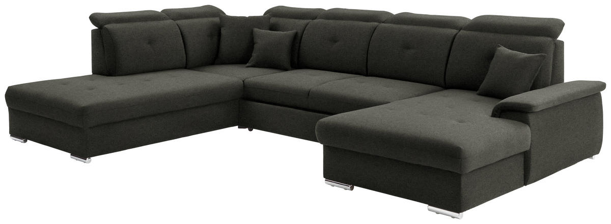 WOHNLANDSCHAFT in Flachgewebe Braun  - Silberfarben/Braun, Design, Kunststoff/Textil (263/365/187cm) - Cantus