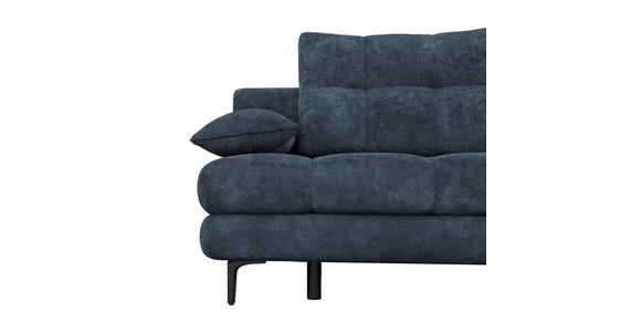 SCHLAFSOFA Chenille Dunkelblau  inkl. Rückenkissen, Armlehnenkissen, Bettkasten, Schlaffunktion, Rücken echt  - Schwarz/Dunkelblau, KONVENTIONELL, Textil/Metall (203/94/96cm) - Carryhome