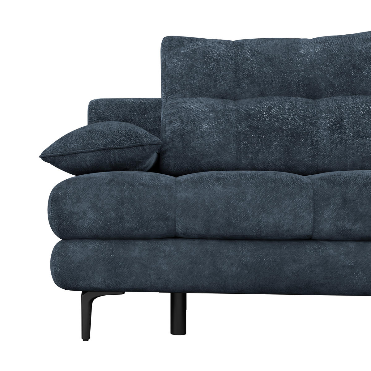 SCHLAFSOFA  mit Liegefunktion, Schlafen auf Sitzhöhe, Rücken echt Chenille Dunkelblau  - Schwarz/Dunkelblau, KONVENTIONELL, Textil/Metall (203/94/96cm) - Carryhome