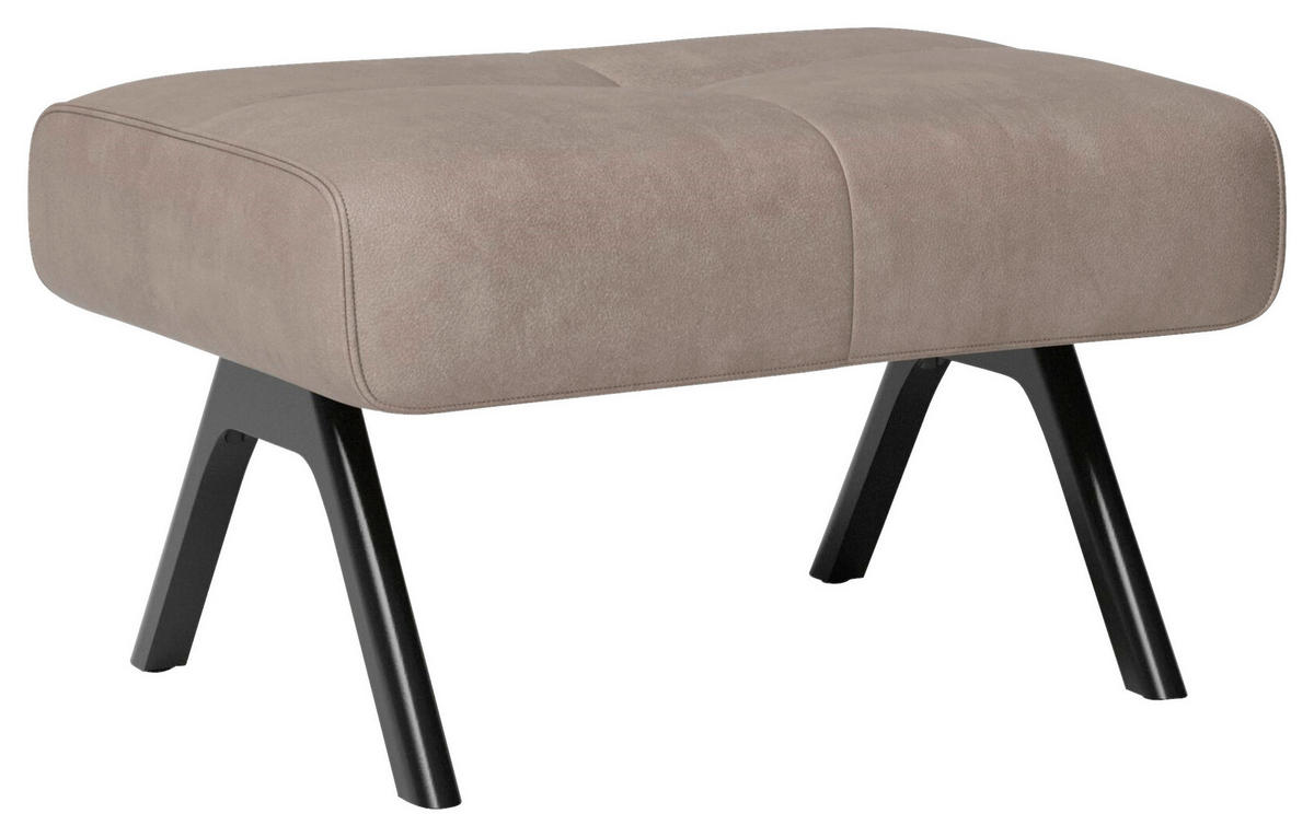 SESSEL in Echtleder Graubraun  - Graubraun/Schwarz, Design, Leder/Holz (74/72/83cm) - Joop!