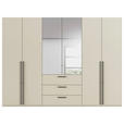 DREHTÜRENSCHRANK 301/223/61 cm,  in Champagner, 6-türig  - Chromfarben/Champagner, Basics, Glas/Holzwerkstoff (301/223/61cm) - Novel