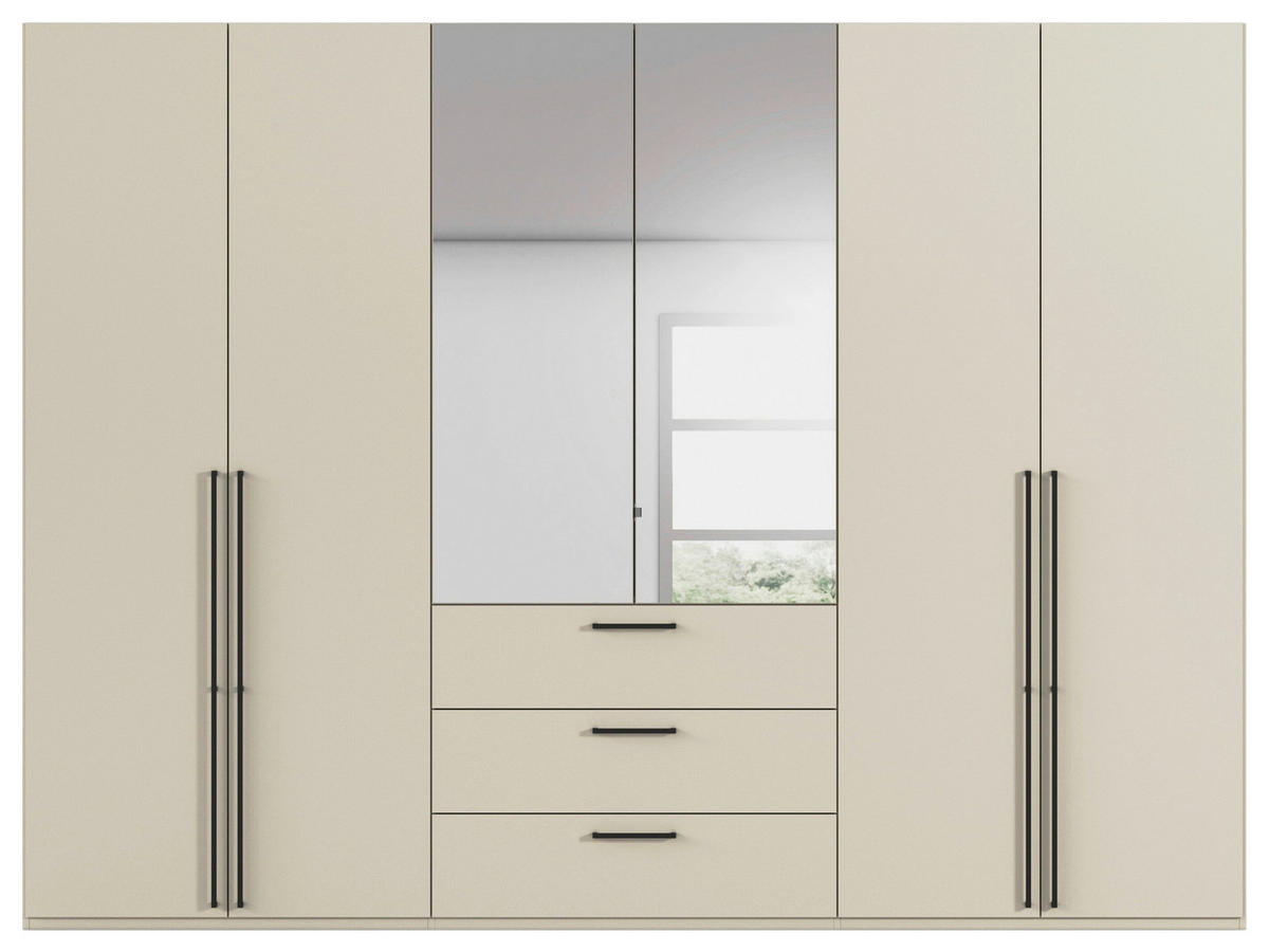 DREHTÜRENSCHRANK 301/223/61 cm,  in Champagner, 6-türig  - Chromfarben/Champagner, Basics, Glas/Holzwerkstoff (301/223/61cm) - Novel
