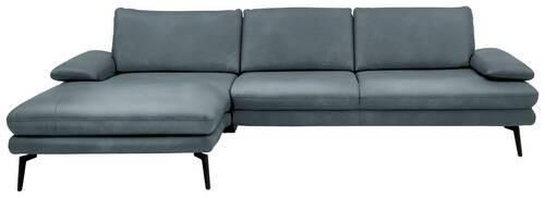 ECKSOFA in Echtleder Grau  - Schwarz/Grau, Design, Leder/Metall (180/310cm) - Dieter Knoll