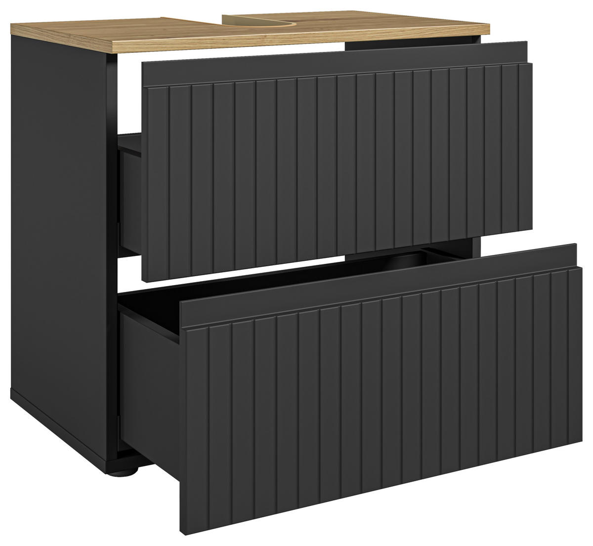 WASCHBECKENUNTERSCHRANK 60/57/36 cm  - Eichefarben/Schwarz, MODERN, Holzwerkstoff/Kunststoff (60/57/36cm) - MID.YOU