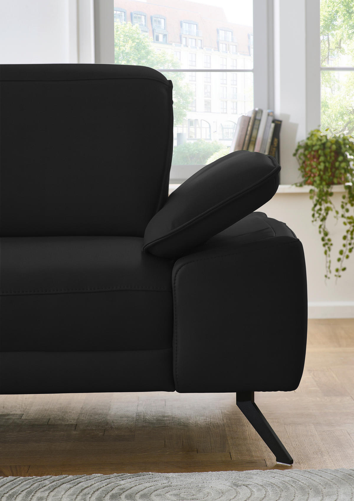 ECKSOFA in Echtleder Schwarz  - Schwarz, Design, Leder/Metall (193/332cm) - Dieter Knoll
