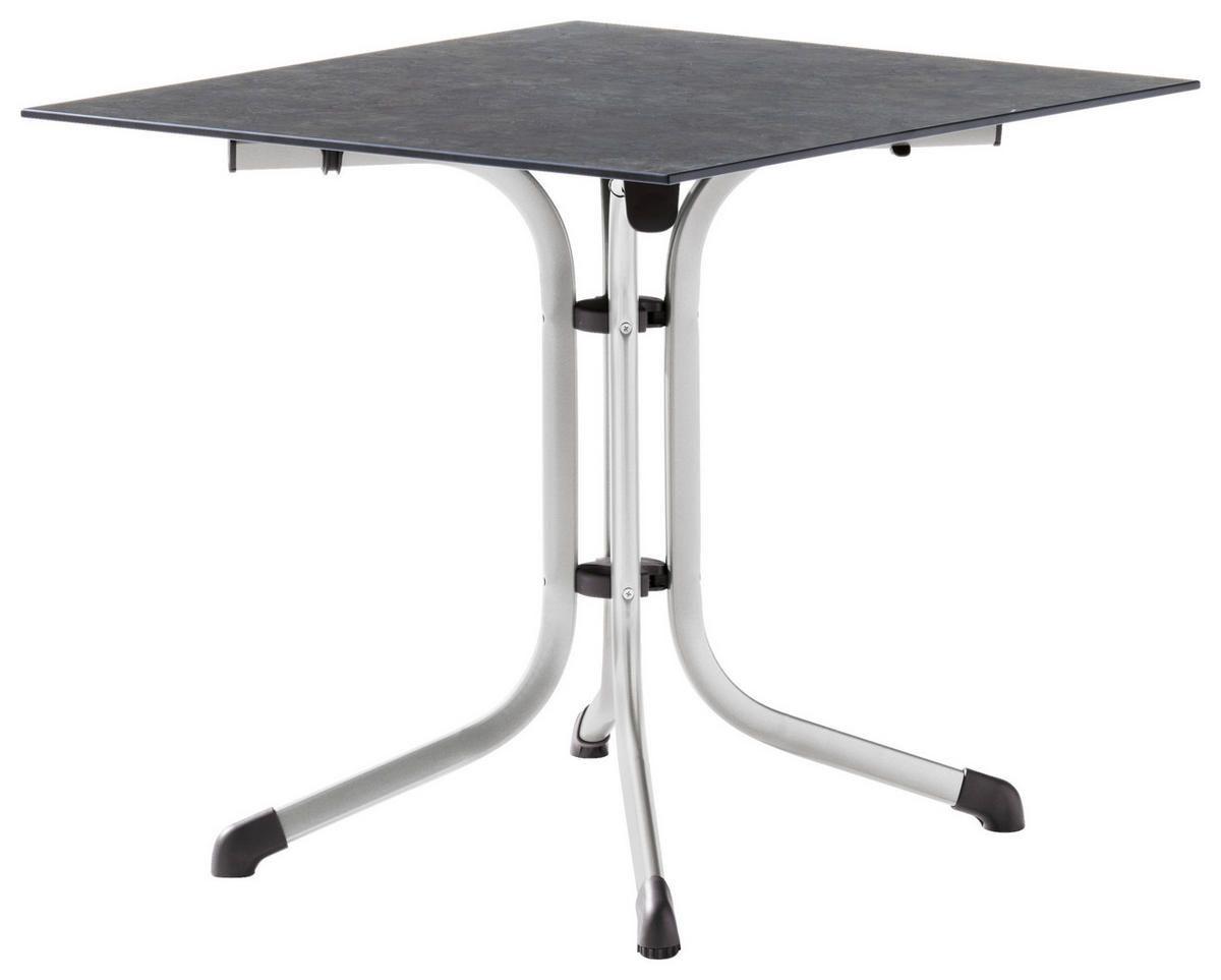 GARTENKLAPPTISCH 80/80/73 cm Metall, Kunststoff quadratisch  - Schieferfarben/Graphitfarben, Basics, Kunststoff/Metall (80/80/73cm) - Sieger